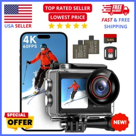 Ka-oddv-4k60 Oddv 4k Action Camera 60fps 30mp With Front Lcd Touch Screen 132ft Waterproof 64gb Card