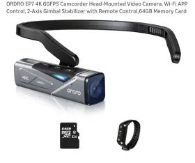Bfg6939986784687ym Ordro Ep7 4k 60fps Camcorder Head-mounted Video Camera 2-axis Gimbal With Remote