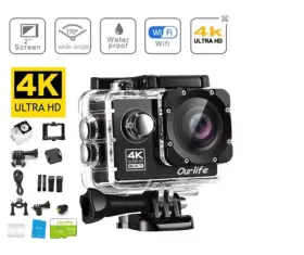 Q1-a5 Ourlife Action Camera Ultra Hd 4k 30fps 16mp Wi-fi 170d Dvr Underwater 30m Sport