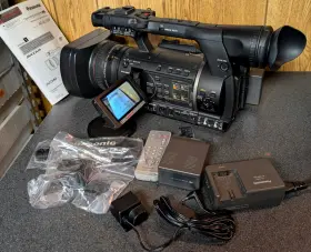 Ag-ac130p Panasonic Avccam Hd Camcorder With Batteries Charger Remote Strap