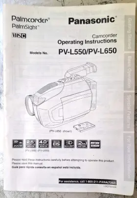 Pv-l550 Panasonic Pv-l850 Camcorder Manual Only - Pv-l550/ L650 Operating Instructions