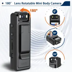 Poetele-r 331670499506 Hd1080p Wearable Mini Body Camera Video 180 Rotating Lens Motion Dete #2