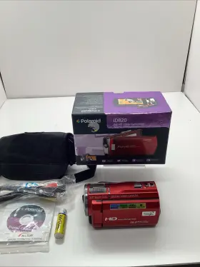 Id879 Polaroid Red Camcorder Full Hd 1080p With Case Selling As Is