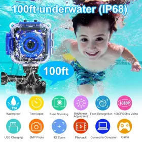 Prograce 423744724811 Kids Waterproof Camera For Boy Toys - Gifts Digit #2