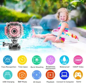 Prograce 445006613695 Kids Waterproof Camera Girls - Video Underwater 1080p Hd Ch #2