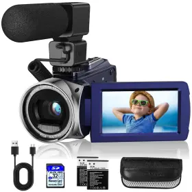 8162p-blue Rawiemy Video Camera Camcorder Fhd 1080p 36mp Youtube Vlogging Recorder 3.0 Inch