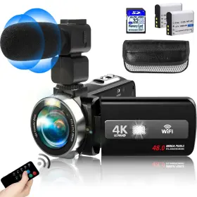 Raw-1308m Rawiemy Video Camera Camcorder Full Hd 4k 60fps 48mp Wifi Ir Night Vision