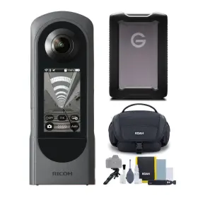 Aric910844k3 Ricoh Theta X 360 Camera With 5 Tb Portable Hard Drive And Accessory Kit