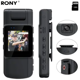 Bc19 Rony 128gb 180 Rotate Mini Body Camera - 1080p Wearable Cam With Night Vision