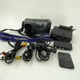 Vl-dc1 Sharp Video Camera With Battery Charger Cords Remote Tv Adapter From Japan