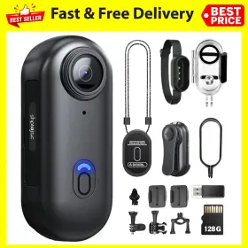 Shptdjtic 744759566478 64g Body Camera 4k Pov Pro Wearable With 360 Rotatable Clip And Ma