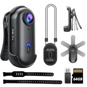 Shptdjtic 783296216514 4k Body Camera Thumb Size Cam Wearable With 360 Rotatable Clip And Magn