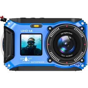 Up019 Sisusy 4k Underwater Camera 33ft Waterproof For Snorkeling With Compact Blue