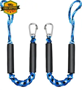 Slowfish Marine Parts & Accessories Co. Ltd 313102262222 Bungee Dock Lines 2ft Grade Boat 2 Pack With Stainless Clip
