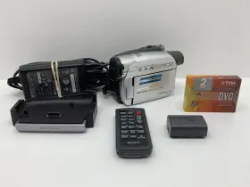 Dcr-hc46 Sony Handycam Camcorder With Charger Dock Remote X2 Batteries 1 Tape
