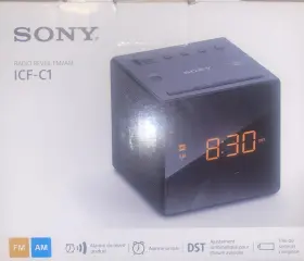 Ice-c1 Sony Fm/am Clock Radio-black Back Up Battery- Alarm Fast Shipping