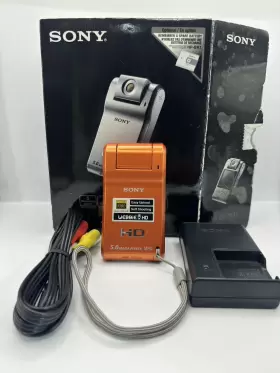 Mhs-pm1 Sony Webbie Hd High Definition Camcorder Camera 5.0mp Orange - Excellent