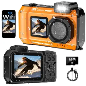 Cm027 Spunalp Uhd 8k Underwater Camera 70mp 33ft Wifi Waterproof Digital With