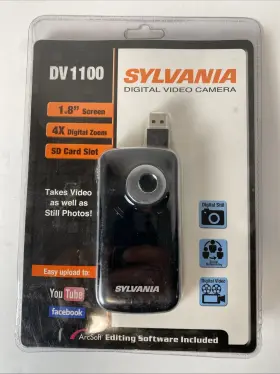 Dv1100bk Sylvania Digital Video Camera Dv1100 1.8 Screen 4x Zoom Sd Card Slot Camcorder