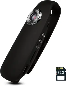 Tkiplay 331670500615 Mini Body Camera 1080p Hd Cam Video Recording With 32gb Memory Card Loop