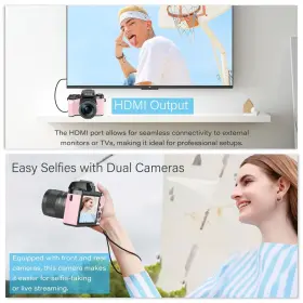 64mp Uikicon Wd05 4k Wifi 4.0 Inch Ultra Hd Screen Vlogging Digital Camera Pink #2