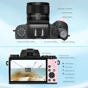 64mp Uikicon Wd05 4k Wifi 4.0 Inch Ultra Hd Screen Vlogging Digital Camera Pink #3