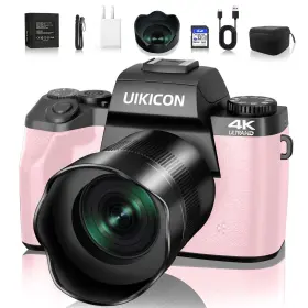 64mp Uikicon Wd05 4k Wifi 4.0 Inch Ultra Hd Screen Vlogging Digital Camera Pink