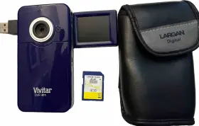 Dvr-411-prpl Vivitar Dvr 411 Pocket Camcorder - Purple Usb With 4gb Card And Case- Tested