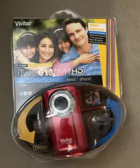 Dvr-613hd Vivitar Itwist 613 Dvr Hd Camcorder Red 1.5in Swivel Lcd 8x Zoom Sd Usb - Bnib