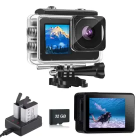 L301 Xilecam Action Camera With 32gb Memory Card Waterproof Cameras 4 Zoom Dual Screen 131