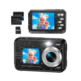 Xnsiakxa 744316289987 4k Underwater Camera With 64gb Card 11ft Waterproof Dual-screen Selfi