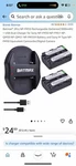 Batmax 2PCS NP-FM50 Rechargeable Batteries + Usb Dual Charger Free Shipping. Fixed Price $15.00.