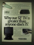 1989 Toshiba Ad CX3288J Tv, SK-F200 Vhs Camcorder, SV-F990 Super Vcr. Fixed Price $19.99.