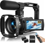 4K 48MP Wifi Handheld Camcorder With Remote, Microphone, Lens Hood ,2 Batteries. Fixed Price $150.00.