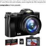 Flyfrost 5K 48MP Compact Digital Camera Wifi 16X Zoom 3.5" Screen Black. Fixed Price $90.00.