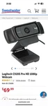 Logitech C920S Hd Pro Webcam, Full 1080P/30FPS Video Calling Black. Fixed Price $30.00.