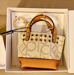 Calvin Klein Bag Key Ring Chain Mini Purse Signature Textured/khaki/brown. Fixed Price $15.00.