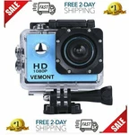 Vemont Action Camera 1080P 12MP Sports Full Hd 2.0 In Underwater Waterproof Blue. Fixed Price $33.20.