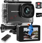 Apexcam 4K Action Camera 48MP Wifi, 64GB Card, Waterproof, Zoom, Remote, Mounts. Fixed Price $49.75.