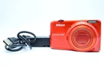 EXC+3 Nikon Coolpix S6500 Orange 16MP Wi-fi 12X Zoom Digital Camera Usb Cable. Fixed Price $113.42.