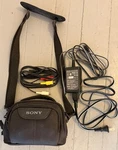 Sony Handycam Soft Carrying Case Power Charging Adapter & Audio Video Chord. Fixed Price $45.00.