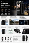 Sixbondscam VD01-4K Body Camera Uhd Rotatable Lens Led Flashlight Usb-c Black. Fixed Price $50.00.