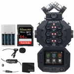 Zoom H8 Handy Recorder + 64GB Memory Card Lavalier Mic Battery & Charger. Fixed Price $459.95.