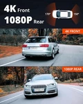 Kingslim Dash Front And Rear 4K Car Camera 3 Inch Touchscreen - Black. Fixed Price $75.26.