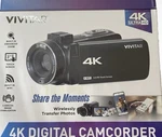Vivitar 4K Digital Camcorder Model DVRE401 Black Built In Wifi, Touch Screen. Fixed Price $47.45.