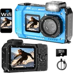 Uhd 8K Underwater Camera, 70MP 33FT Wifi Waterproof Digital With 64GB Car. Fixed Price $233.99.