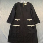 Tuckernuck Women's Dress Size Black Shift 3/4 Sleeve Gold Zip Pocket Workwear. Fixed Price $34.99.