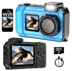 Uhd 8K Underwater Camera, 70MP 33FT Wifi Digital 64GB Card 2500MAH Battery, Blue. Fixed Price $49.00.
