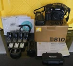 Nikon D810 36.3MP Dslr Camera Body, Box, MB-D12 Grip, Easycover, 11X Batteries. Fixed Price $1200.00.