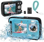Underwater Camera 4K 48MP Autofocus Selfie Dual Screen Waterproof Blue. Fixed Price $90.32.